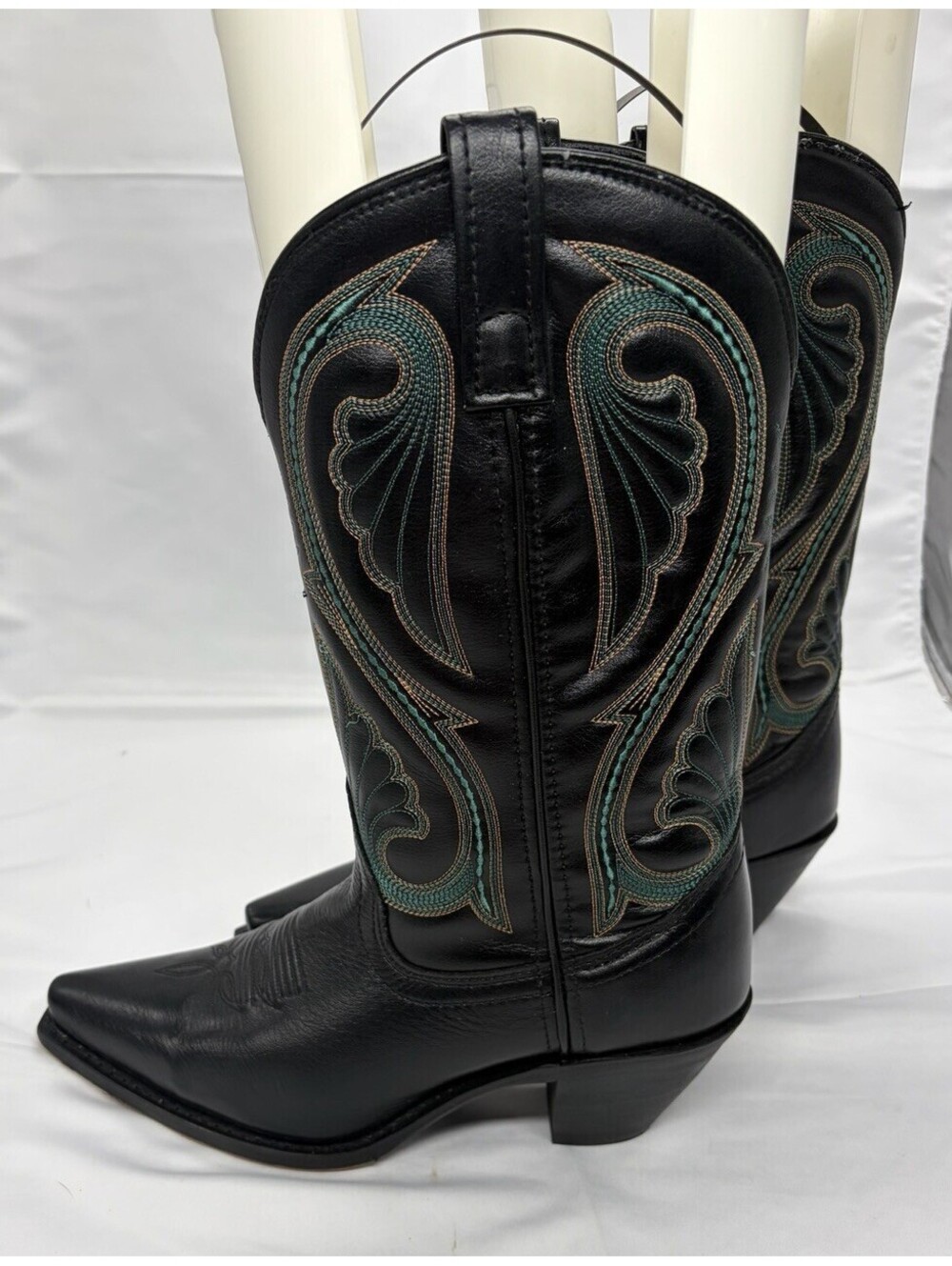 Laredo Lea Vamp Fox 5730 Black Leather Western Cowgirl Boots Women 7.5